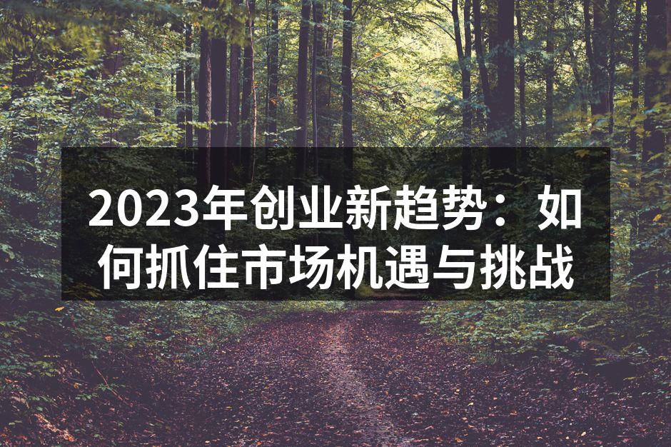 2023年创业新趋势：如何抓住市场机遇与挑战